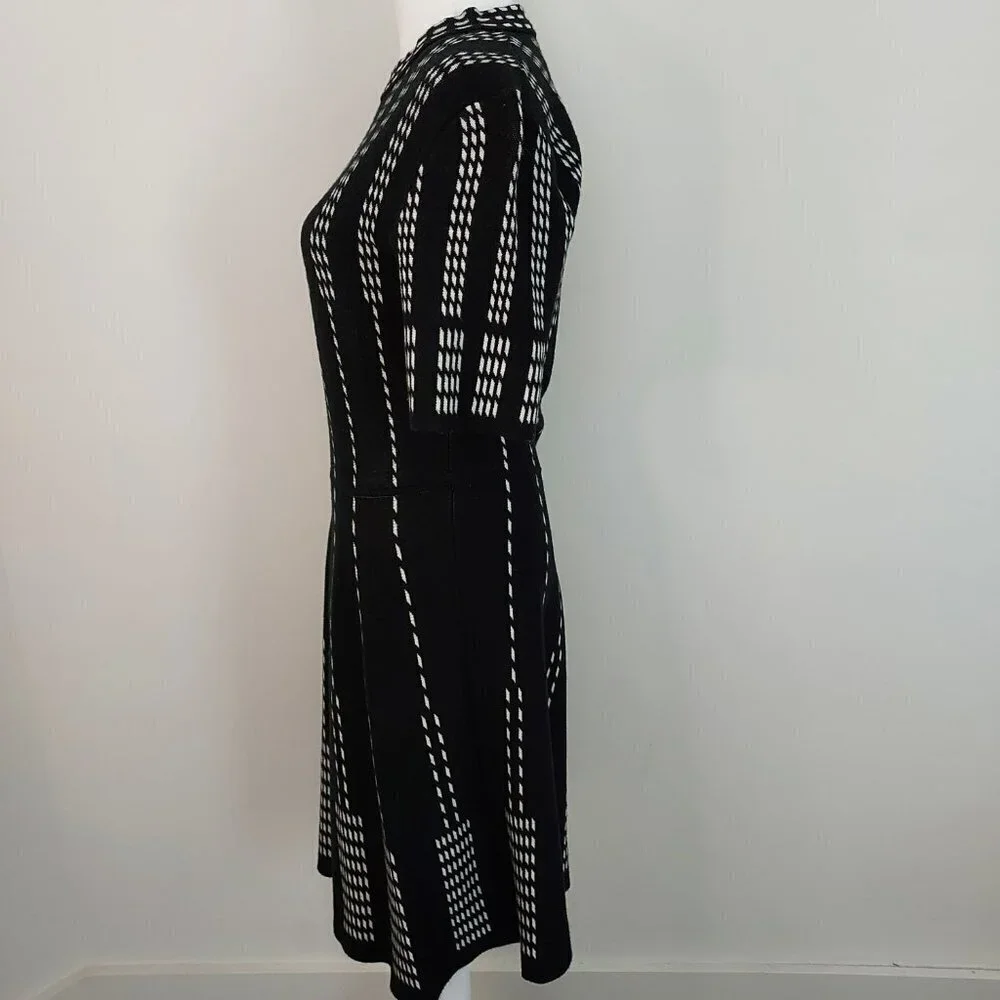 CeCe Black Knit Fit & Flare Sweater Short Sleeve Dress